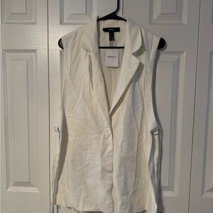 Forever 21 White Vest with Classic Lapel